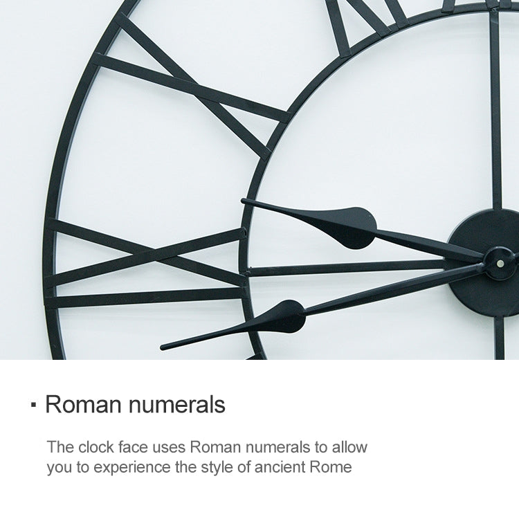 80cm Retro Living Room Iron Round Roman Numeral Mute Decorative Wall Clock (Black) - Wall Clock by buy2fix | Online Shopping UK | buy2fix