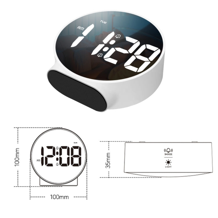 8816 LED Mirror Round Dual-purpose Alarm Clock (White) - Novelty Clock by buy2fix | Online Shopping UK | buy2fix