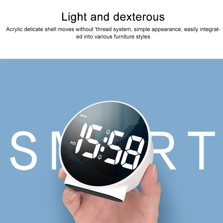 8816 LED Mirror Round Dual-purpose Alarm Clock (White) - Novelty Clock by buy2fix | Online Shopping UK | buy2fix