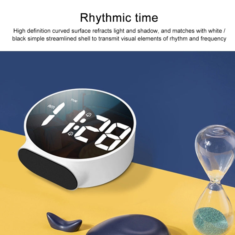 8816 LED Mirror Round Dual-purpose Alarm Clock (White) - Novelty Clock by buy2fix | Online Shopping UK | buy2fix