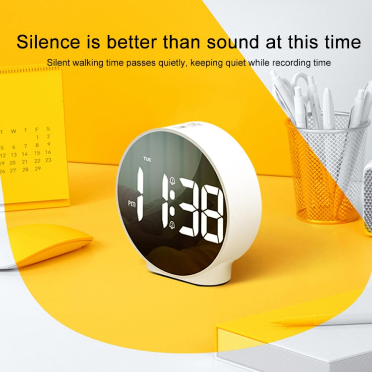 8816 LED Mirror Round Dual-purpose Alarm Clock (White) - Novelty Clock by buy2fix | Online Shopping UK | buy2fix