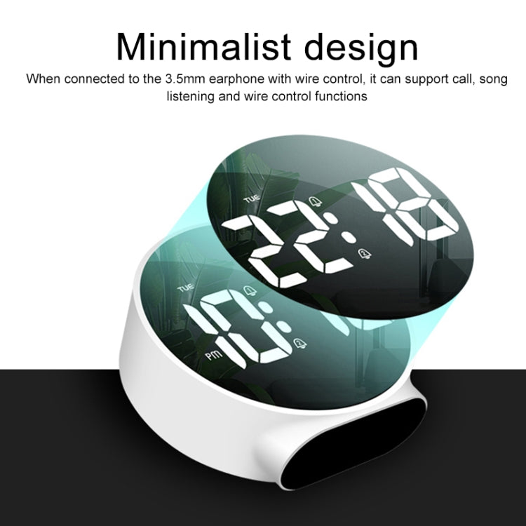 8816 LED Mirror Round Dual-purpose Alarm Clock (White) - Novelty Clock by buy2fix | Online Shopping UK | buy2fix