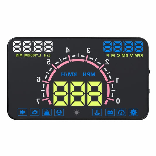 E350 5.8 inch Car HUD / OBD2 Vehicle-mounted Gator Automotive Head Up Display Security System with Multi-color LED, Support Car Real Speed & Turn Speed & Water Temperature & Oil Consumption & Driving ... peed Alarm, Mile Switching, Light Sensor Functions - Head Up Display System by buy2fix | Online Shopping UK | buy2fix