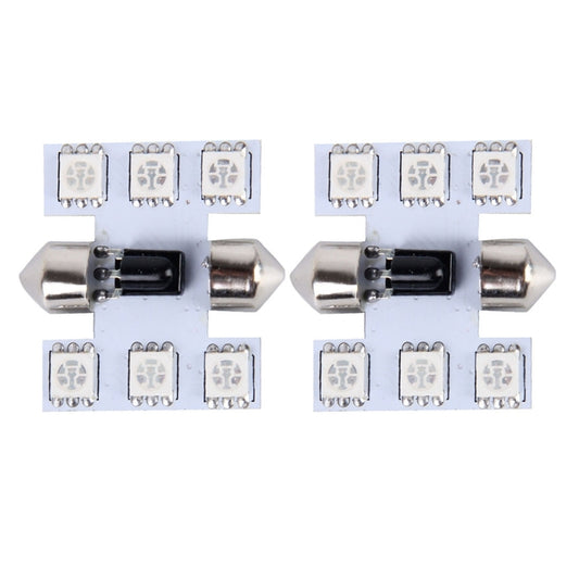 2 PCS Colorful 31MM Bicuspid Remote Control Car Dome Lamp LED Reading Light with 6 LED Lights by buy2fix