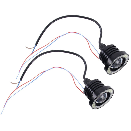2 PCS 2.5 inch DC12-24V 10W 900LM 6500K Car Angel Eyes Fog Lamp Foglight, Cable Length: 20cm(White Light + White Light) by buy2fix