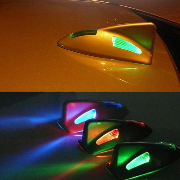 Solar Colorful Light Anti Collision Shark Fin Car Taillight LED Flash Warning Light Caution Light(White) by buy2fix