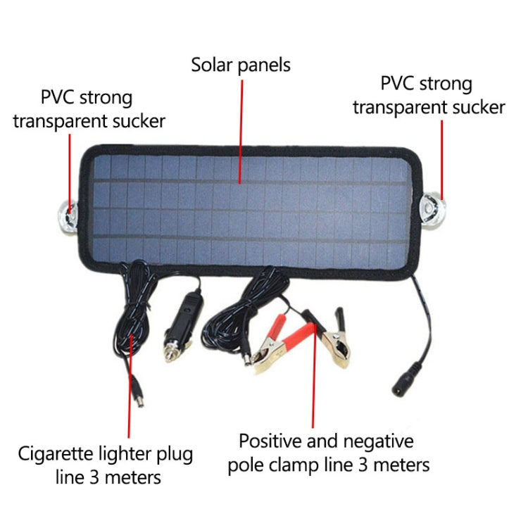 4.5W Portable Car Automobile Boat Battery Solar Cells Rechargeable Power Battery Charger - Booster Cable & Clip by buy2fix | Online Shopping UK | buy2fix