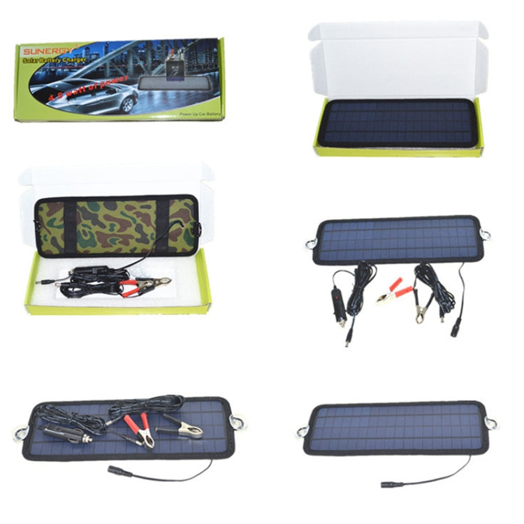 4.5W Portable Car Automobile Boat Battery Solar Cells Rechargeable Power Battery Charger - Booster Cable & Clip by buy2fix | Online Shopping UK | buy2fix
