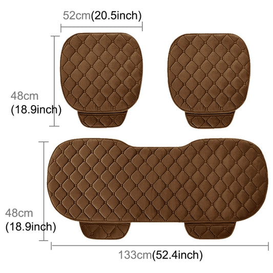 3 PCS / Set Luxurious Warm Car Seat Cover Cushion Universal Front Back Seat Covers Car Non-slip Chair Pad Warm Car Mats No Back Plush Cushion(Coffee) by buy2fix
