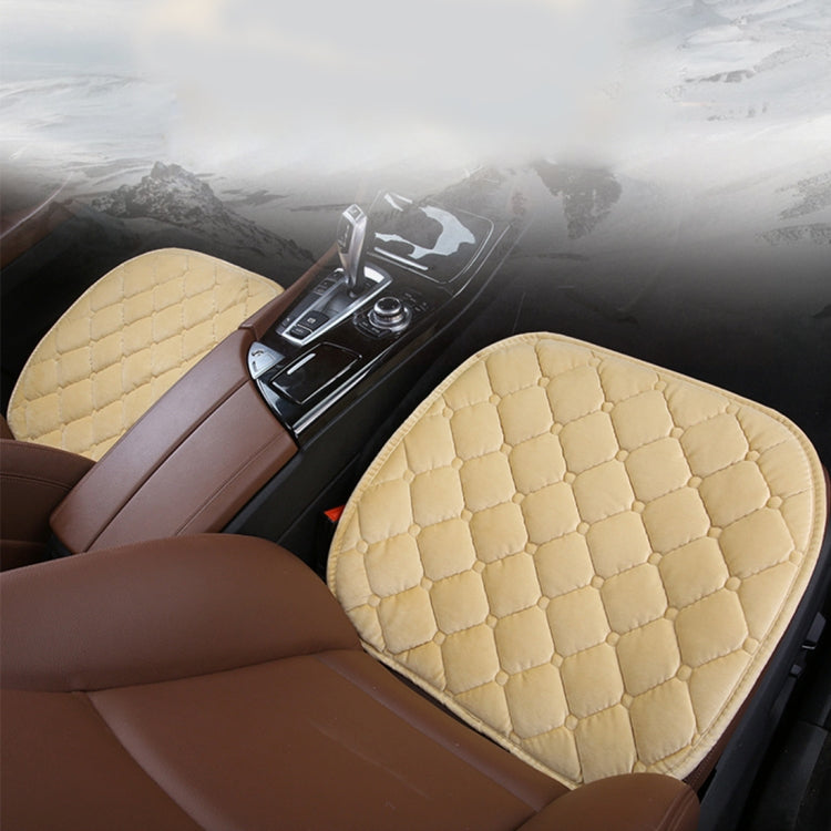 3 PCS / Set Luxurious Warm Car Seat Cover Cushion Universal Front Back Seat Covers Car Non-slip Chair Pad Warm Car Mats No Back Plush Cushion(Khaki) by buy2fix