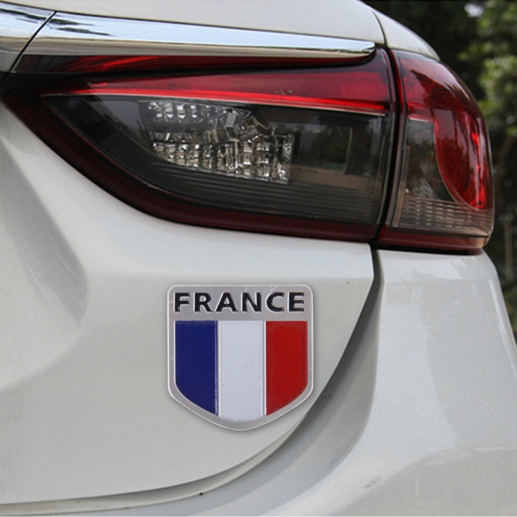 Shield Shape Metal Car Badge Decorative Sticker, Size: Small(French Flag) by buy2fix