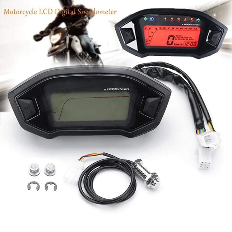 B2912 Motorcycle Modified Instrument Panel 12V LCD Display Odometer Mileage 2-4 Cylinder Speedometer by buy2fix