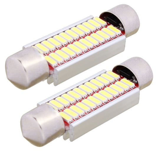 2 PCS 41mm 2W 240LM White Light 24 LED SMD 4014 Error Free License Plate Lights Car Light Bulb by buy2fix