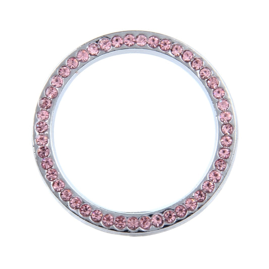 Universal Car Aluminum Steering Wheel Decoration Ring with Diamond For Start Stop Engine System(Pink) by buy2fix
