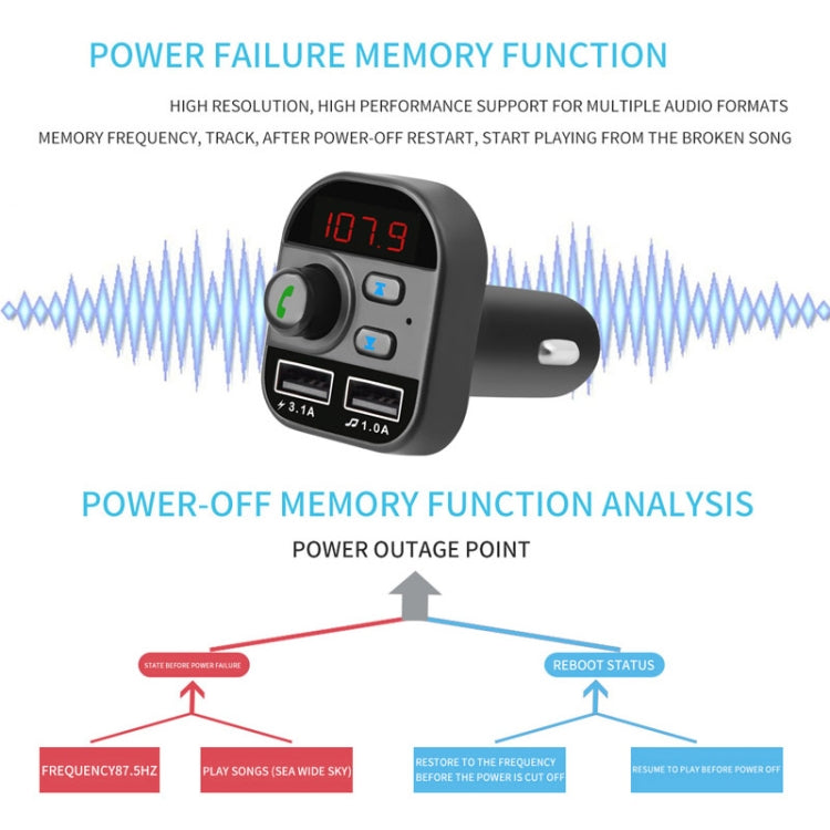 805E Dual USB Charging Bluetooth FM Transmitter MP3 Music Player Car Kit, Support Hands-Free Call & Read TF Card / U Disk Music(Black) - Bluetooth Car Kits by buy2fix | Online Shopping UK | buy2fix
