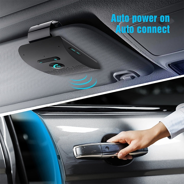 SP09 Multipoint Wireless Bluetooth V4.2 Handsfree Car Kit Speaker Speakerphone, Support Voice Readout & Vibration Sensor - Loudspeaker by buy2fix | Online Shopping UK | buy2fix