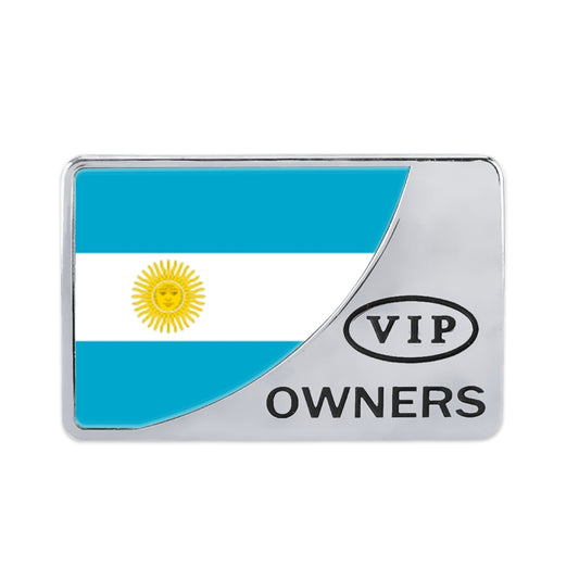 Universal Car Argentina Flag Rectangle Shape VIP Metal Decorative Sticker (Silver) by buy2fix