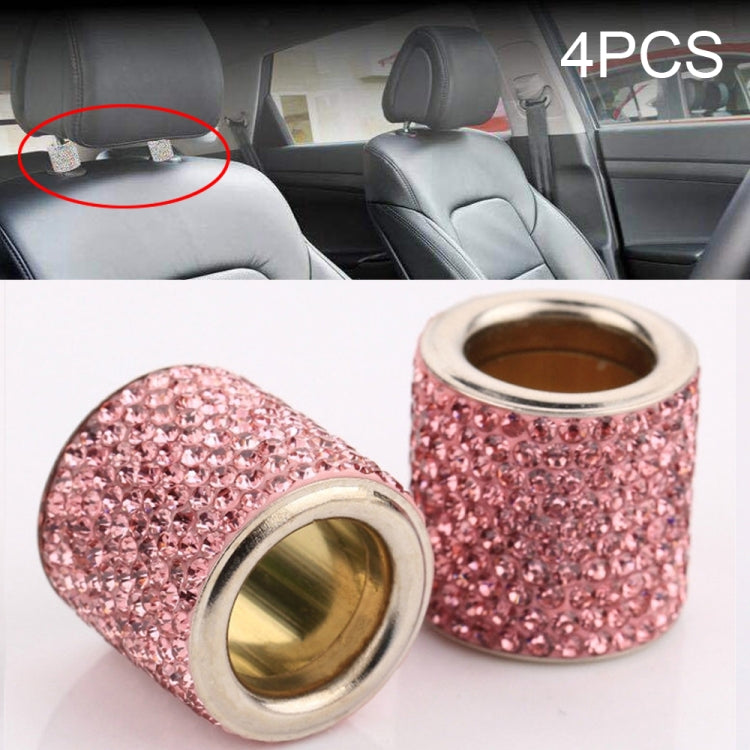 4 PCS Car Crystal Head Pillow Modified Decoration (Pink) - Seat Accessories by buy2fix | Online Shopping UK | buy2fix