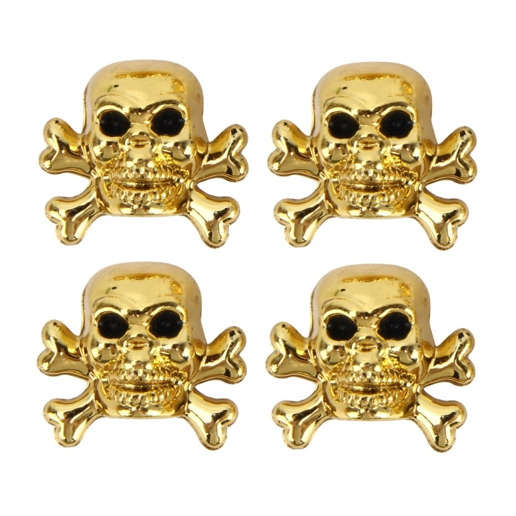 4 PCS Universal Skull Shape Gas Cap Mouthpiece Cover Gas Cap Tire Cap Car Motor Bicycle Tire Valve Caps(Gold) - Tire Valve Caps by buy2fix | Online Shopping UK | buy2fix