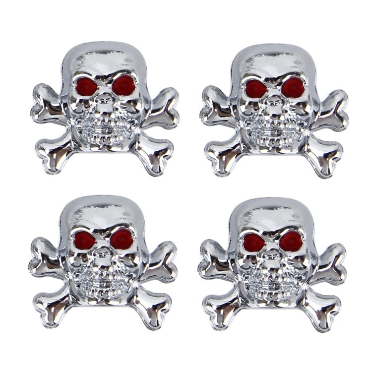 4 PCS Universal Skull Shape Gas Cap Mouthpiece Cover Gas Cap Tire Cap Car Motor Bicycle Tire Valve Caps(Silver) - Tire Valve Caps by buy2fix | Online Shopping UK | buy2fix
