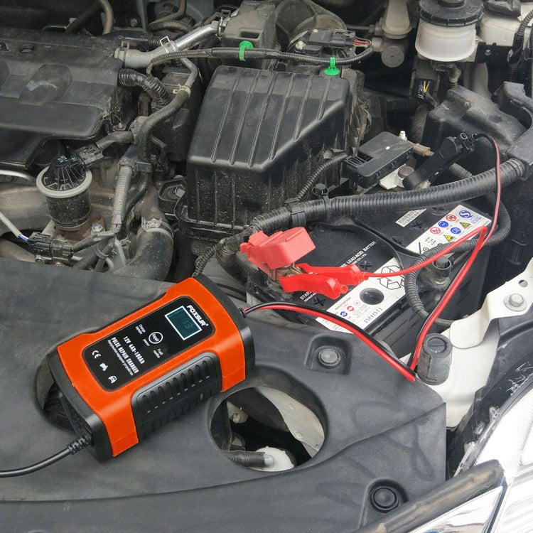 FOXSUR 12V 6A Intelligent Universal Battery Charger for Car Motorcycle, Length: 55cm, US Plug(Red) by FOXSUR