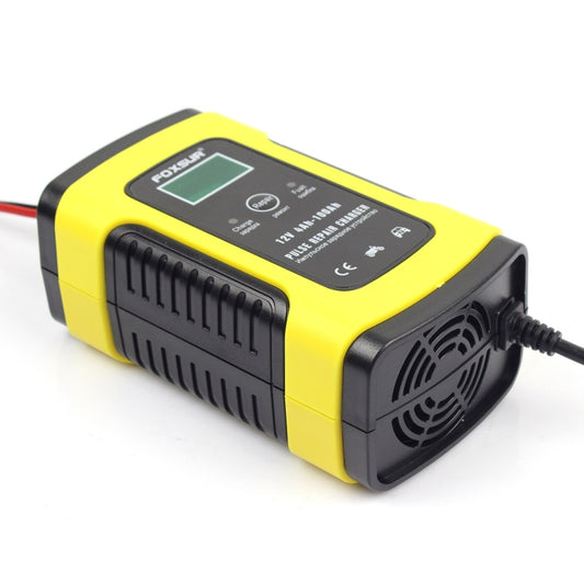 FOXSUR 12V 6A Intelligent Universal Battery Charger for Car Motorcycle, Length: 55cm, EU Plug(Yellow) by FOXSUR