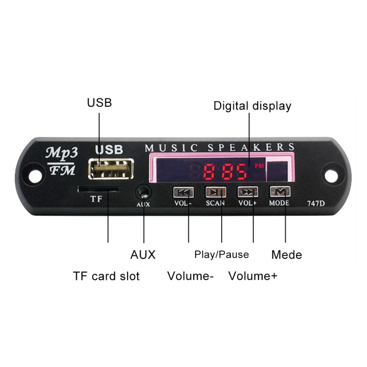 Car 12V Audio Bluetooth MP3 Player Decoder Board FM Radio TF USB 3.5 mm AUX, without Recording - Car MP3 & MP4 & MP5 by buy2fix | Online Shopping UK | buy2fix
