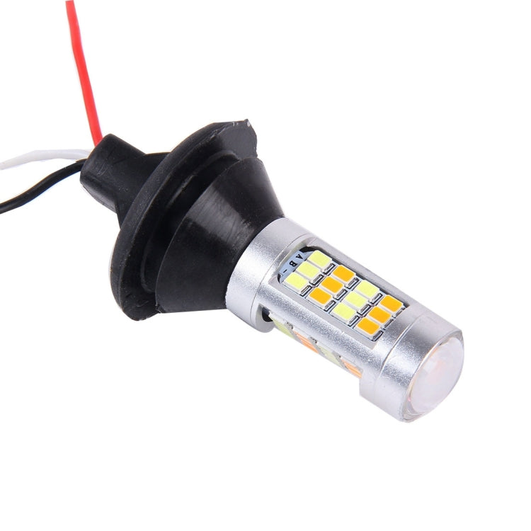 2 PCS 1156/BA15S/BAU15S 10W 1000 LM 6000K White + Yellow Light DRL&Turn Light with 42 SMD-2835-LED Lamp,DC 12-24V - Arrow Turn Lights by buy2fix | Online Shopping UK | buy2fix
