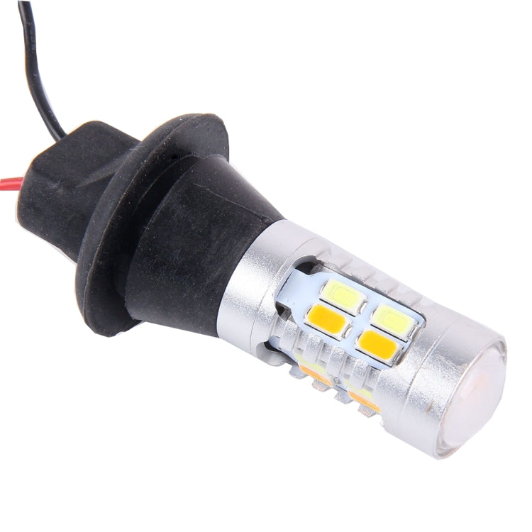 2 PCS T20/7440 10W 1000LM 6000K White + Yellow Light DRL&Turn Light with 20 SMD-5730-LED Lamps,DC 12-24V - Arrow Turn Lights by buy2fix | Online Shopping UK | buy2fix