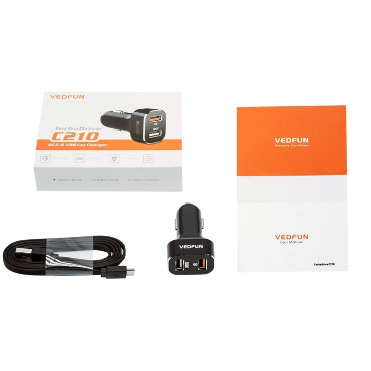 VEDFUN TurboDrive C210 Dual Ports Quick Charge 3.0 + SDDC Technology USB Car Charger for Smartphones and Tablets by VEDFUN