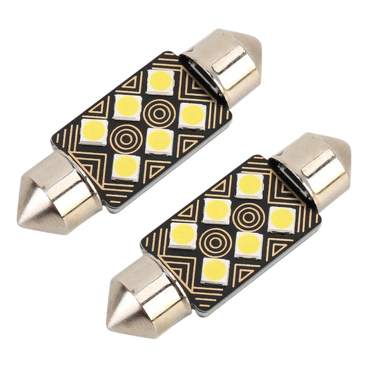2 PCS 36mm DC12V / 1.5W / 6000K / 110LM 6LEDs SMD-3030 Car Reading Lamp Dome Light, with Decoder by buy2fix