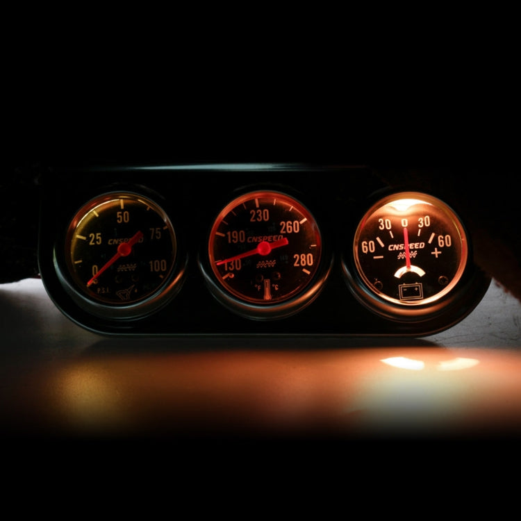 52mm 12V Universal Car Modified Triple Meter 3 in 1 Gauge Oil Press Gauge + Water Temperature Gauge + Ammeter, with Sensor - Clocks & Car Meters by buy2fix | Online Shopping UK | buy2fix