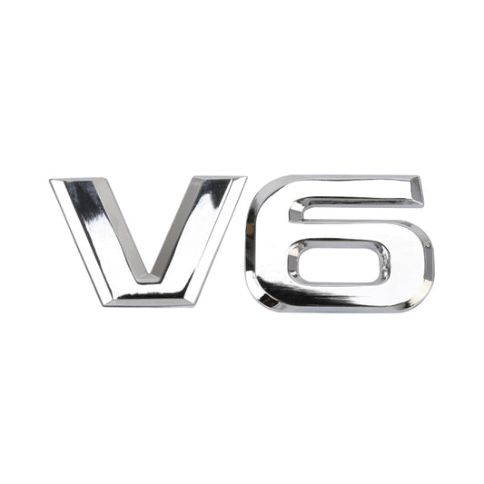 V6 Shape Car Metal Body Decorative Sticker(Silver) by buy2fix