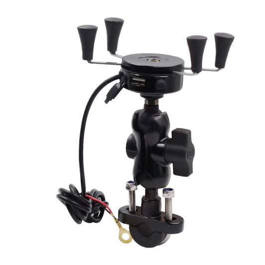 Motorcycle X Shape Aluminum Alloy Phone Bracket 5V 2.1A Phone Charger by buy2fix