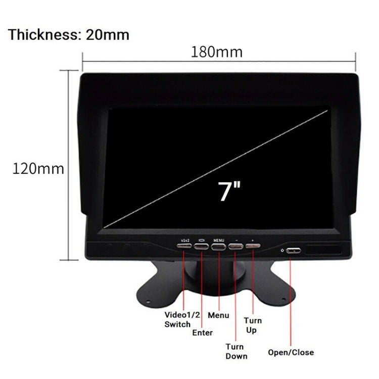 PZ612-AHD IP67 120 Degree Car AHD 1080P 2 Megapixels 7 inch 1-Way Rearview Mirror Monitor, Night Vision Full Color - Rear View Cameras by buy2fix | Online Shopping UK | buy2fix