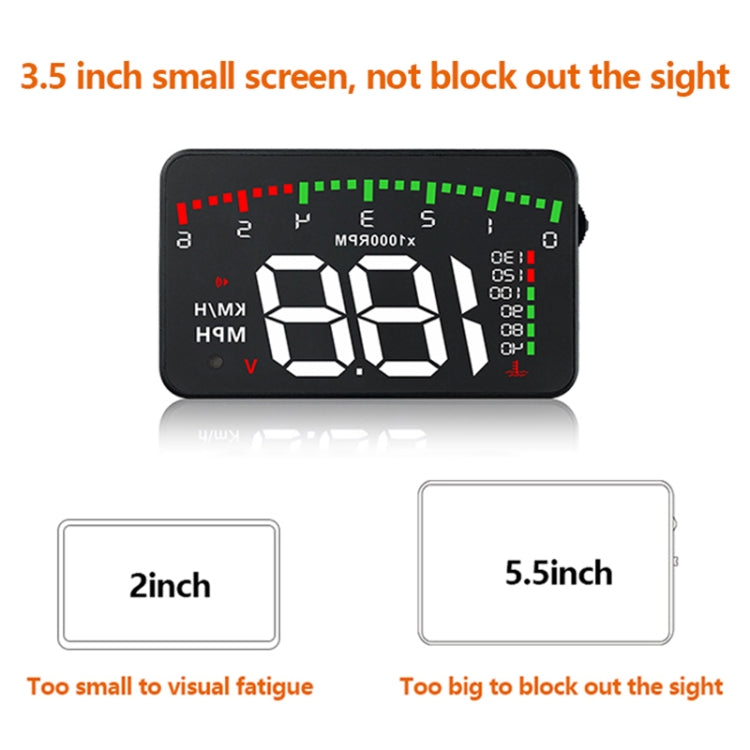 A900 OBD2 3.5 inch Vehicle-mounted Head Up Display Security System, Support Car Speed / Engine Revolving Speed Display / Water Temperature / Voltage / Driving Mileage - Head Up Display System by buy2fix | Online Shopping UK | buy2fix