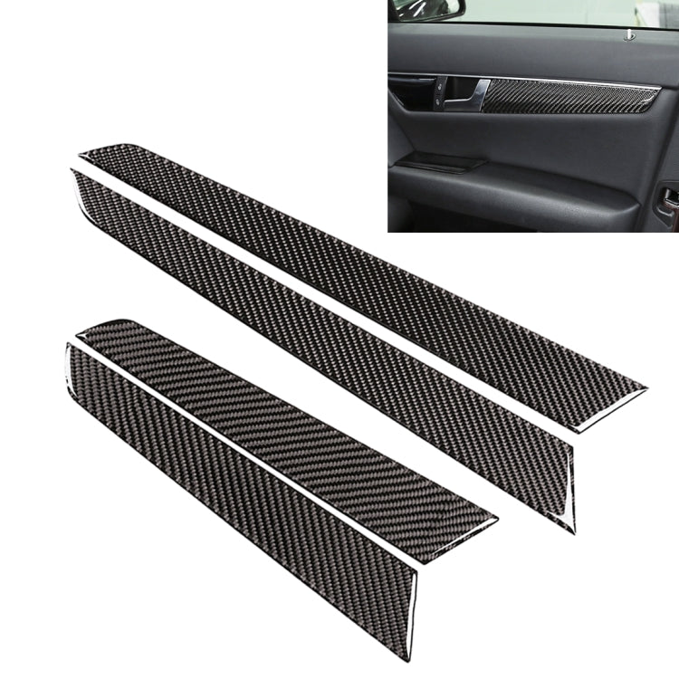 4 PCS Car Door Panel Carbon Fiber Decorative Sticker for Mercedes-Benz W204 2007-2013 - Car Interior Mouldings by buy2fix | Online Shopping UK | buy2fix