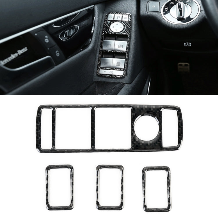 4 PCS Car Window Lift Panel Carbon Fiber Decorative Sticker for Mercedes-Benz W204 2007-2010 - Car Interior Mouldings by buy2fix | Online Shopping UK | buy2fix