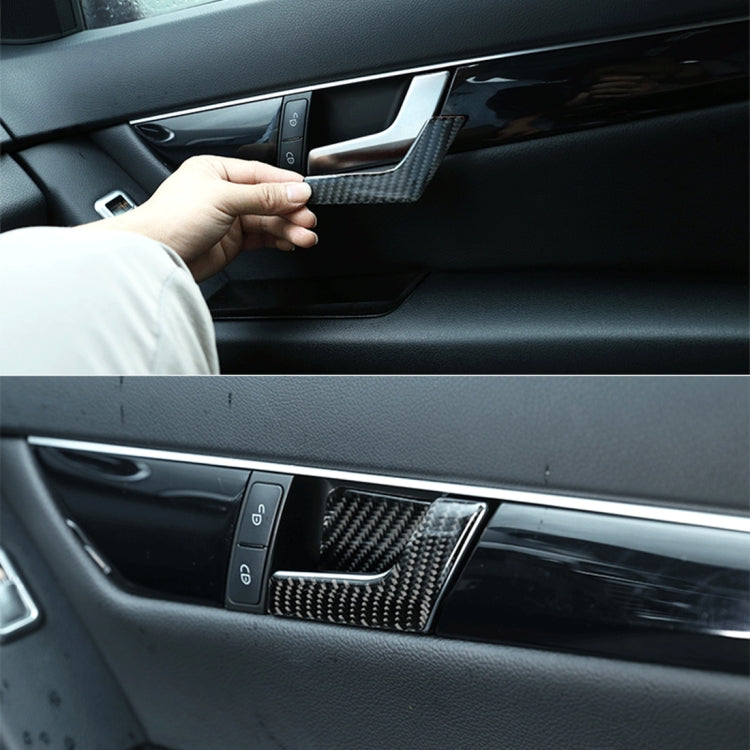 4 PCS Car Door Inner Handle Panel Carbon Fiber Decorative Sticker for Mercedes-Benz W204 2007-2013 - Car Interior Mouldings by buy2fix | Online Shopping UK | buy2fix