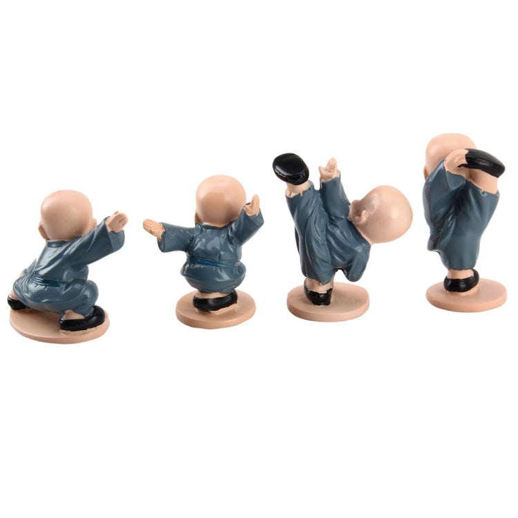 4 PCS/Lot Cute Automotive Interiors Little Monk Ornaments Resin Cute Chinese Kung Fu Monk Car Home Decoration Ornaments Miniatures Crafts - Ornaments by buy2fix | Online Shopping UK | buy2fix