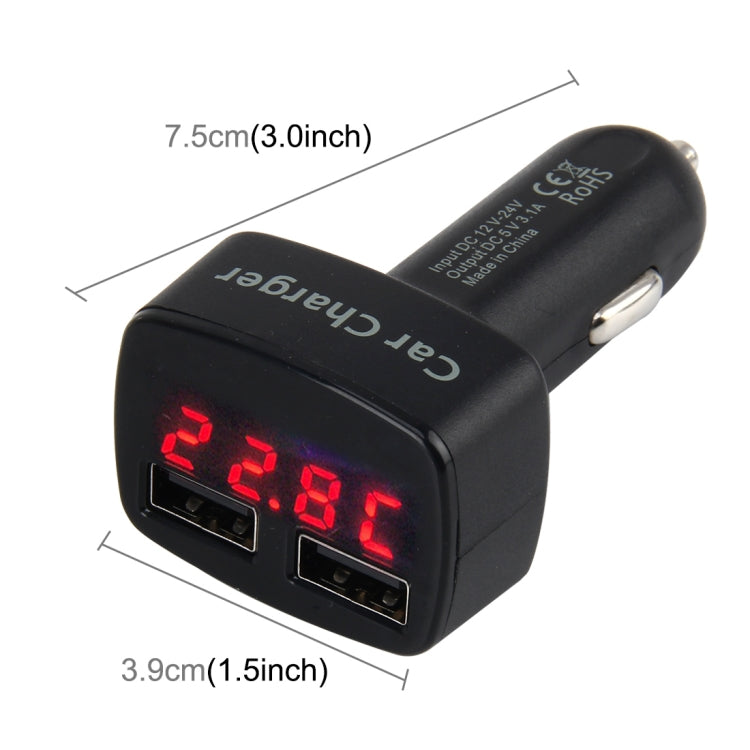 DC 12-24V Input Intelligent Matching Current Intelligent Charge 5V 3.1A Output Dual USB Ports Car Charger - Car Charger by buy2fix | Online Shopping UK | buy2fix