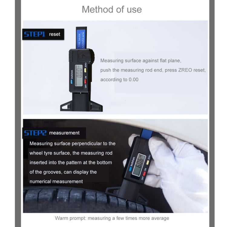 0-25mm Electronic Digital Tread Plan Refinding Rounds Refinding Outcome Exists Tread Tablets Type Gauge Depth Vernier Caliper Measuring Tools(Blue) by buy2fix