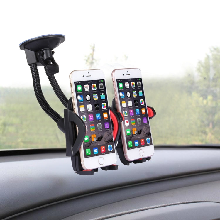 Suction Cup Couple Car Mount Holder Stand Suction Bracket with Adjustable Goose Neck for GPS & PDA & MP4, For iPhone, Samsung, Huawei, Xiaomi, HTC and Other Smartphones(Red) by buy2fix