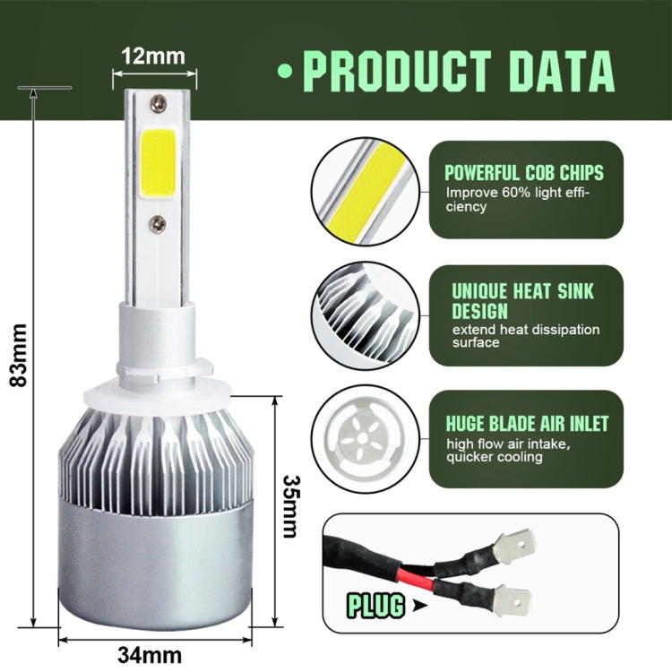 2pcs 880/881 18W 1800LM 6000K Waterproof IP68 Car Auto LED Headlight with 2 COB LED Lamps, DC 9-36V(White Light) - LED Headlamps by buy2fix | Online Shopping UK | buy2fix