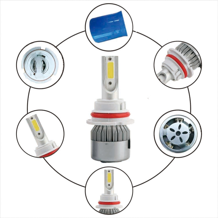 2pcs 9004 18W 1800LM 6000K Waterproof IP68 Car Auto LED Headlight with 2 COB LED Lamps, DC 9-36V(White Light) - LED Headlamps by buy2fix | Online Shopping UK | buy2fix