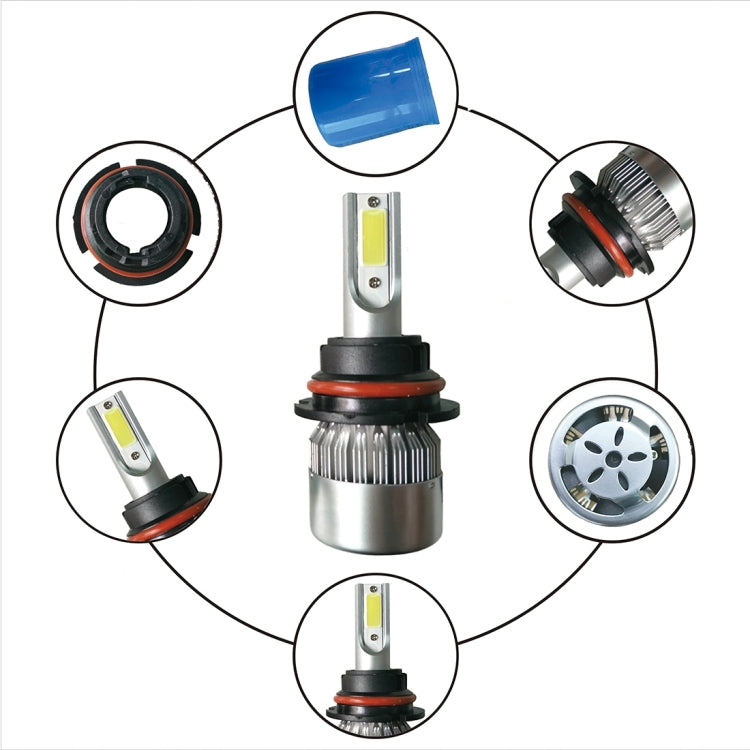 2pcs 9007 18W 1800LM 6000K Waterproof IP68 Car Auto LED Headlight with 2 COB LED Lamps, DC 9-36V(White Light) - LED Headlamps by buy2fix | Online Shopping UK | buy2fix