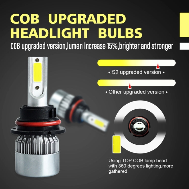 2pcs 9007 18W 1800LM 6000K Waterproof IP68 Car Auto LED Headlight with 2 COB LED Lamps, DC 9-36V(White Light) - LED Headlamps by buy2fix | Online Shopping UK | buy2fix