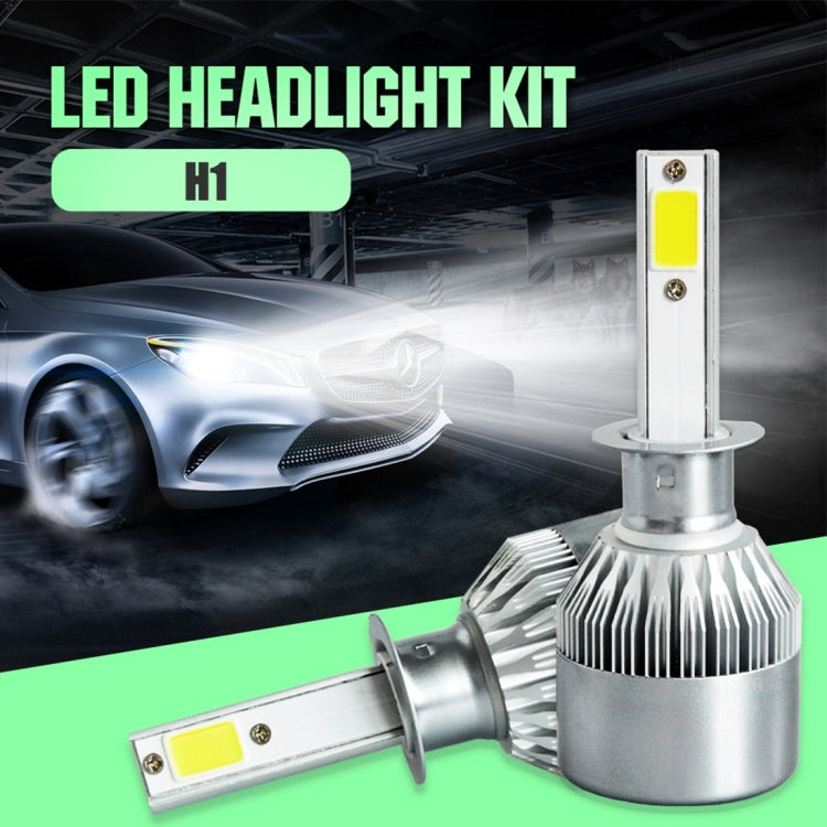 2pcs H1 18W 1800LM 6000K Waterproof IP68 Car Auto LED Headlight with 2 COB LED Lamps, DC 9-36V(White Light) - LED Headlamps by buy2fix | Online Shopping UK | buy2fix