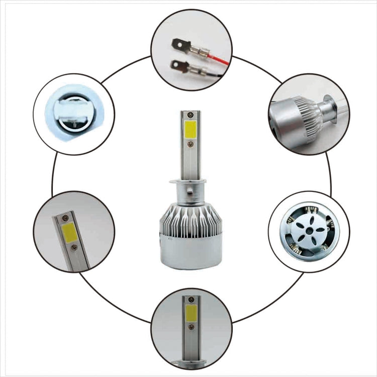 2pcs H1 18W 1800LM 6000K Waterproof IP68 Car Auto LED Headlight with 2 COB LED Lamps, DC 9-36V(White Light) - LED Headlamps by buy2fix | Online Shopping UK | buy2fix