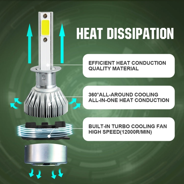 2pcs H1 18W 1800LM 6000K Waterproof IP68 Car Auto LED Headlight with 2 COB LED Lamps, DC 9-36V(White Light) - LED Headlamps by buy2fix | Online Shopping UK | buy2fix